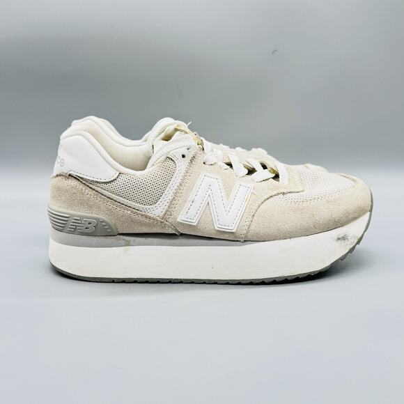 New Balance Shoes Womens 9.5 Beige Suede Platform Retro Running Athletic Sneaker main image 5